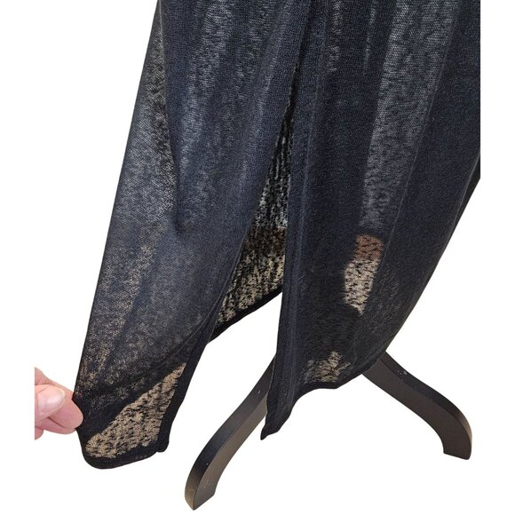 Kona Sol Womens Black Sheer Swimsuit Cover-Up Dress Waist Tie & Side Slits SZ S - Picture 8 of 11